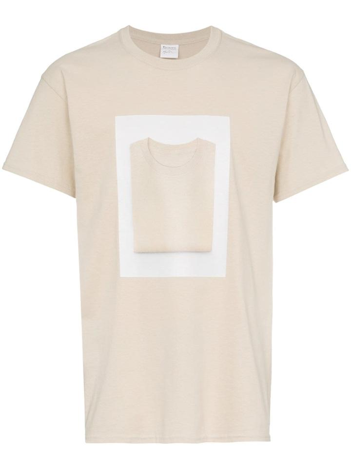 Just A T-shirt White And Nude Ryan Gander Print Cotton T Shirt -