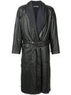 Issey Miyake Pre-owned Leather Trench Coat - Black