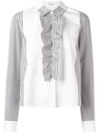 Sonia Rykiel Striped Draped Shirt, Women's, Size: 40, White, Cotton