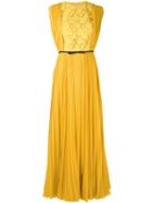 Giambattista Valli - Pleated Dress - Women - Silk/cotton/polyester/polyamide - 44, Yellow/orange, Silk/cotton/polyester/polyamide