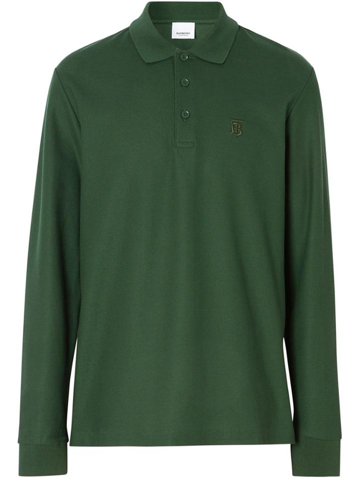 Burberry Long Sleeved Monogram Polo Shirt - Green