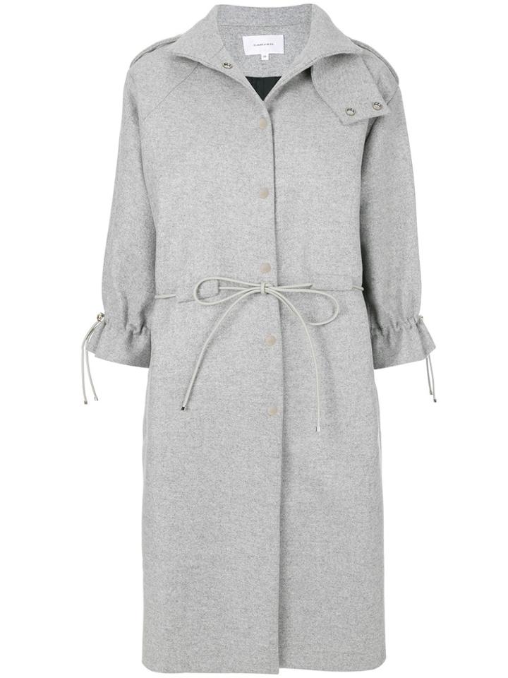 Carven Drawstring Hooded Coat - Grey