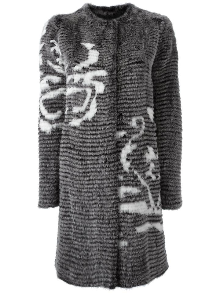 Liska Single Breasted Fur Coat, Women's, Size: 5, Grey, Mercerized Wool/cashmere