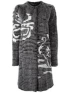 Liska Single Breasted Fur Coat, Women's, Size: 5, Grey, Mercerized Wool/cashmere