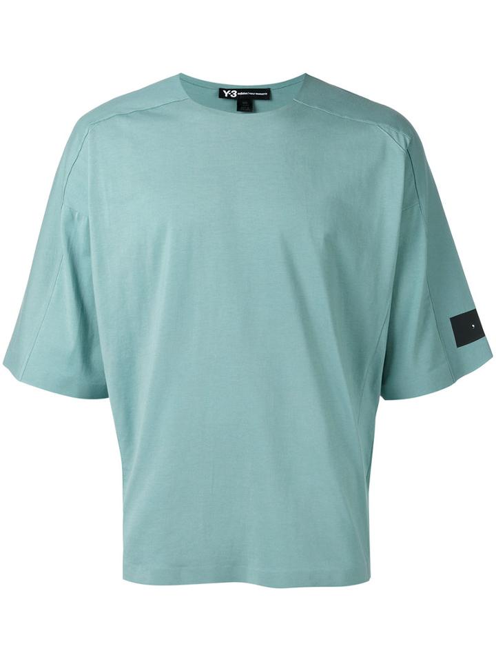Y-3 Panelled Boxy T-shirt, Men's, Size: Small, Green, Cotton