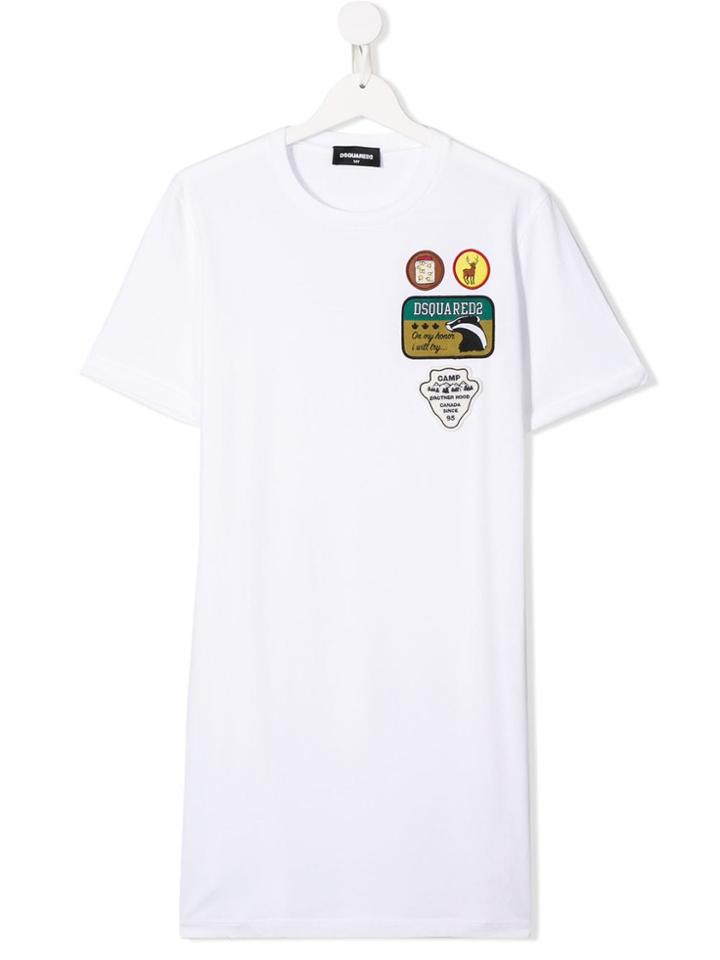 Dsquared2 Kids Teen Patches T-shirt Dress - White