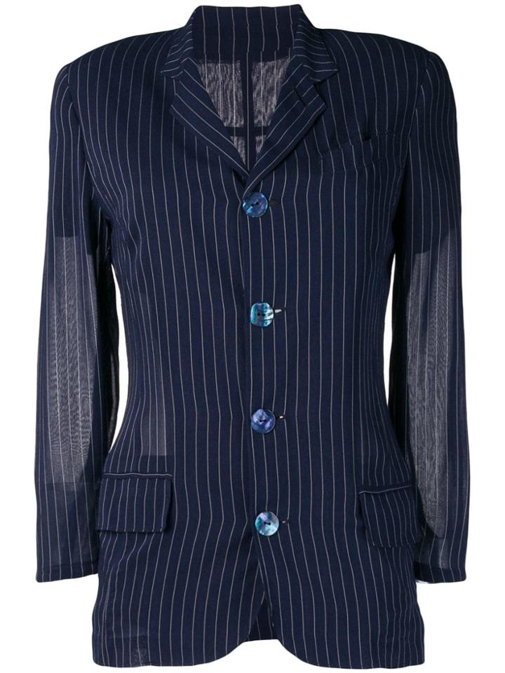 Jean Paul Gaultier Vintage 1990's Pinstripe Blazer - Blue