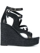 Versace Strappy Wedge Sandals - Black