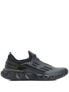 Ea7 Emporio Armani Knit Zip-up Sneakers - Black