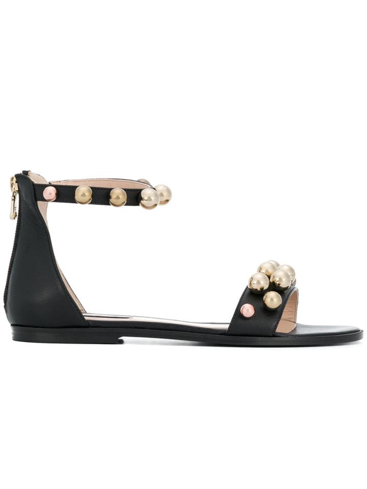 Patrizia Pepe Beaded Sandals - Black
