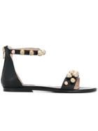Patrizia Pepe Beaded Sandals - Black