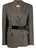 Maison Margiela Half Belt Herringbone Blazer - Neutrals