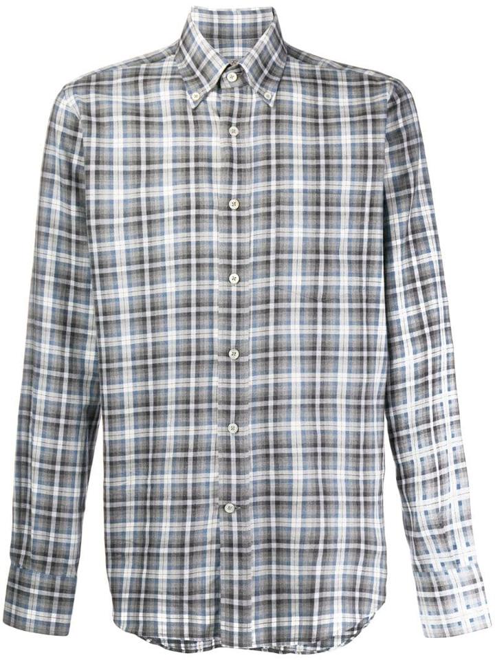 Canali Classic Check Print Shirt - Grey