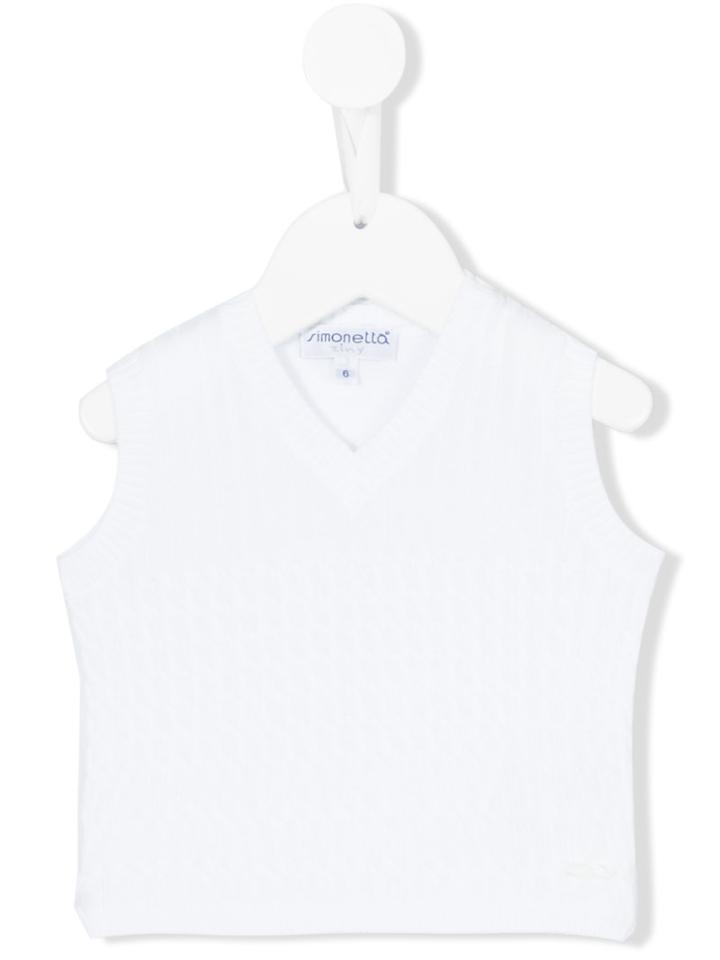 Simonetta - Sleeveless Jumper - Kids - Cotton - 9 Mth, White