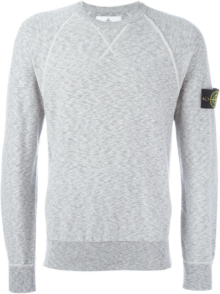Stone Island Melange Contrast Stitching Sweatshirt