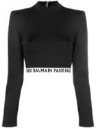 Balmain Branded Crop Top - Black