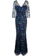 Marchesa Notte Full Length Floral Dress - Blue