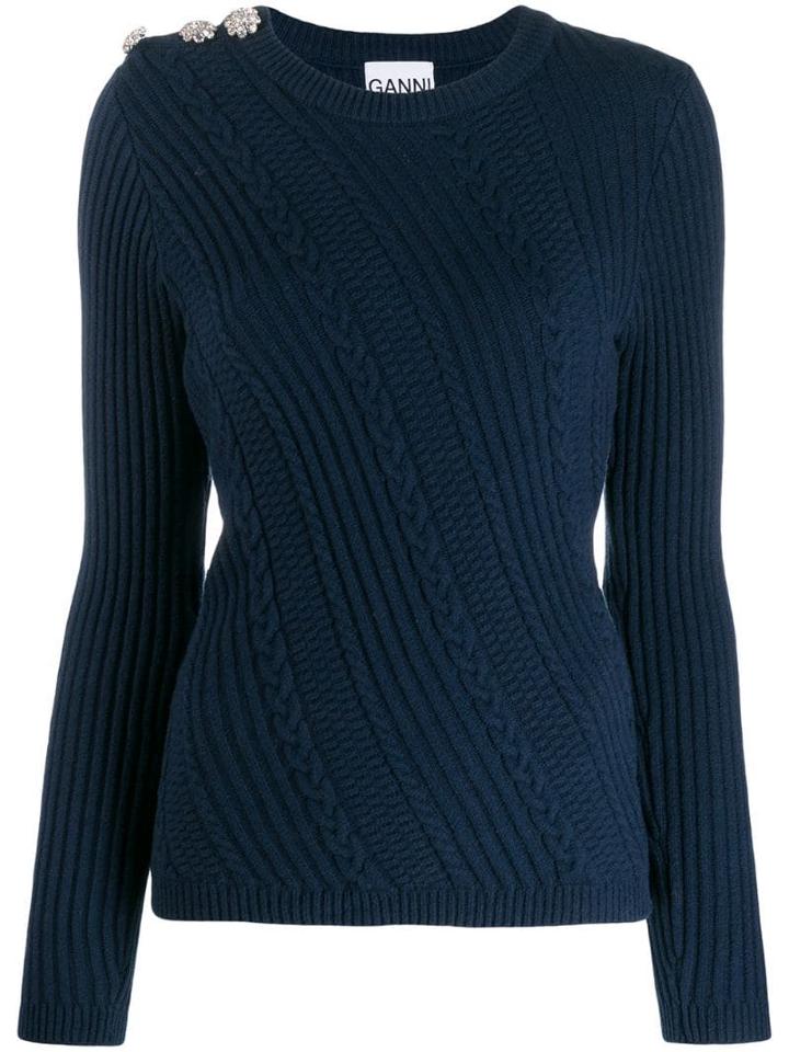 Ganni Cable Knit Jumper - Blue