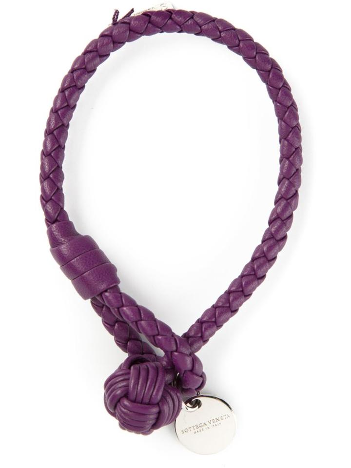 Bottega Veneta Braided Bracelet, Men's, Size: S, Pink/purple, Lamb Skin