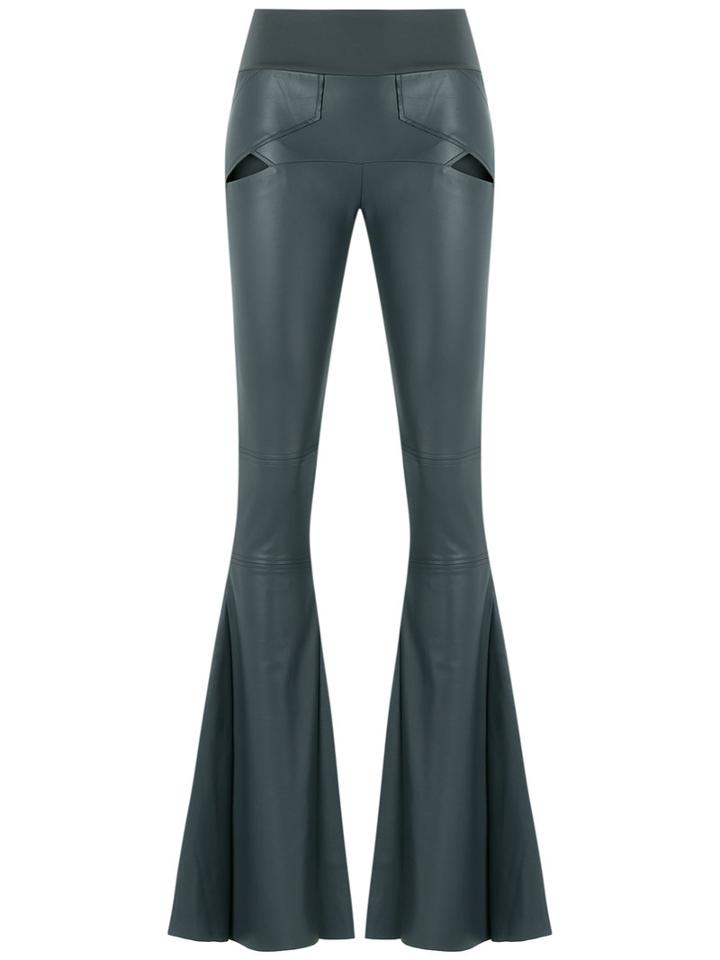 Andrea Bogosian - Wide Leg Trousers - Women - Leather - M, Grey, Leather