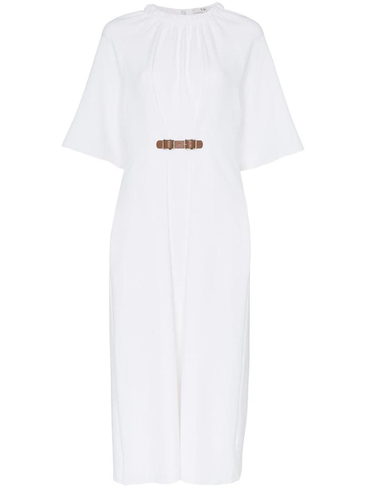 Tibi Mica Waist Belt Midi Dress - White