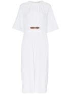 Tibi Mica Waist Belt Midi Dress - White