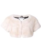 Oscar De La Renta Mink Fur Cropped Jacket, Women's, Size: Small, White, Silk/mink Fur