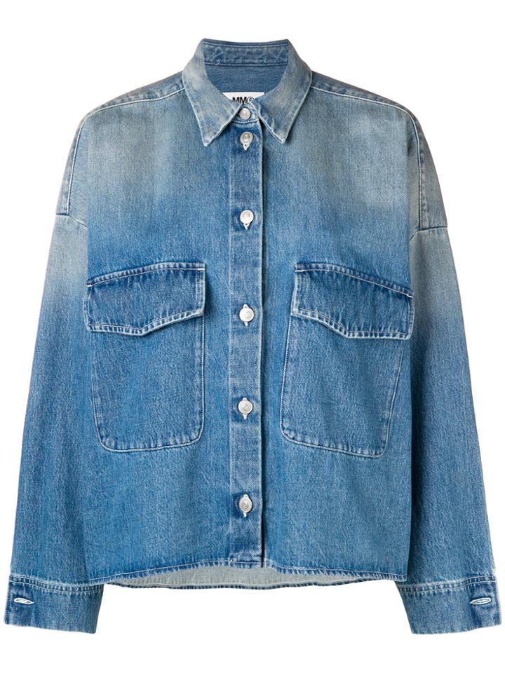 Mm6 Maison Margiela Washed Oversized Denim Jacket - Blue