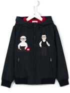 Dolce & Gabbana Kids Designers Patch Hooded Jacket, Boy's, Size: 8 Yrs, Blue
