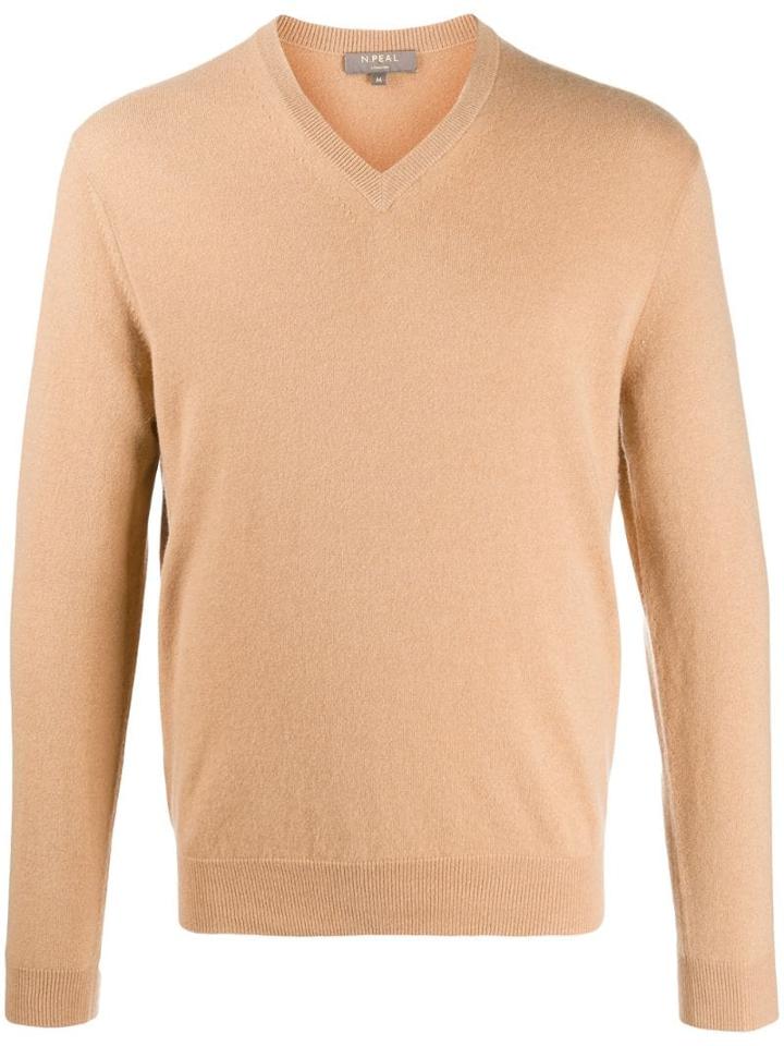 N.peal The Burlington V-neck Jumper - Neutrals