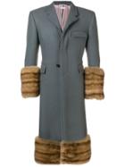 Thom Browne Oversized Tartan Cashmere Chesterfield - Grey