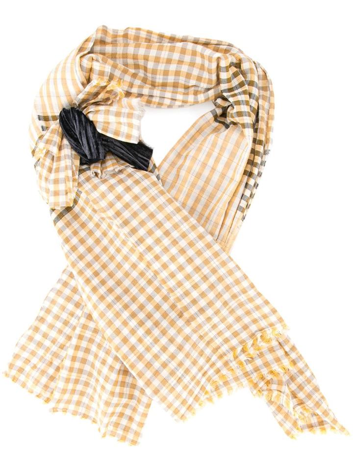 Forte Forte Checked Bow Scarf - Yellow & Orange