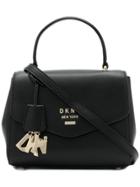 Dkny Logo Charm Tote - Black