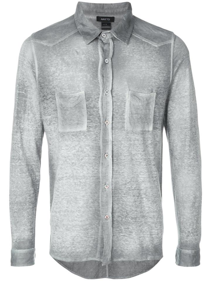 Avant Toi Distressed Patch Pocket Shirt - Grey