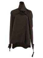 Aganovich High Neck Buttoned Blouse, Women's, Size: 34, Black, Cotton
