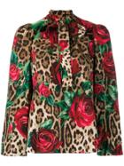 Dolce & Gabbana Leopard And Rose Print Blouse - Brown