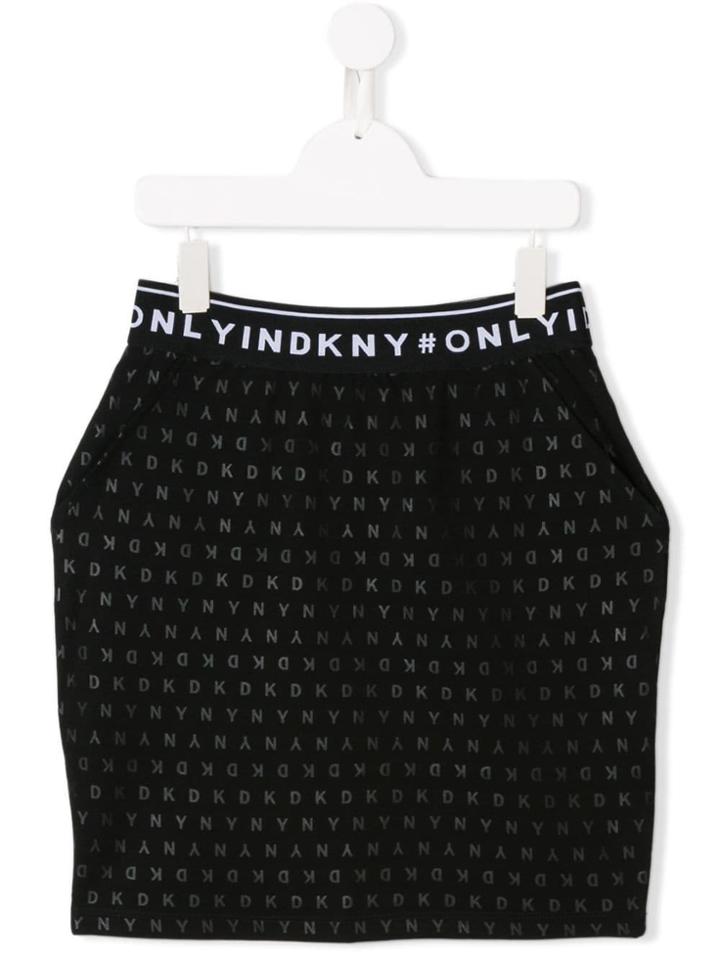 Dkny Kids Teen Logo Print Mini Skirt - Black