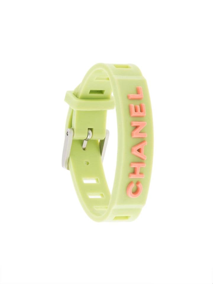 Chanel Pre-owned Cc Logos Rubber Bracelet - Green