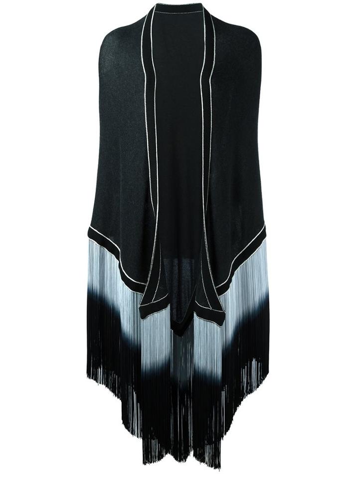 Antonia Zander Fringed Cape, Women's, Black, Rayon/cashmere