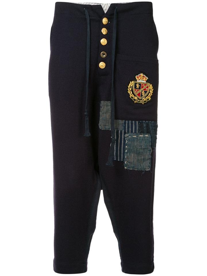 Greg Lauren Cropped Trousers - Blue