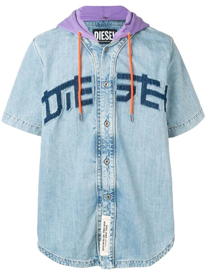 Diesel Denim Baseball Shirt - Blue