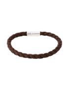 Canali Braided Bracelet, Women's, Brown, Leather/rhodium