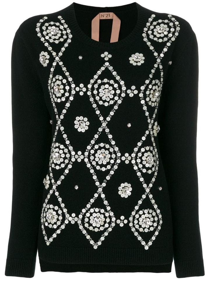 Nº21 Button Embellished Jumper - Black