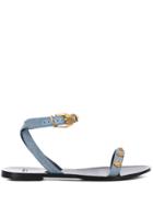Versace Denim Medusa Sandals - Blue