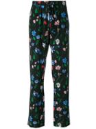 Markus Lupfer - Floral Drawstring Palazzo Pants - Women - Silk - S, Black, Silk