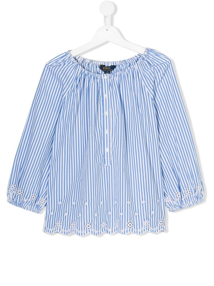 Ralph Lauren Kids Striped Smocked Top - Blue