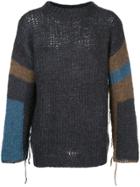 Unused Colour-block Knitted Sweater - Blue