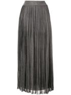 Alberta Ferretti Plisse Laminated Knit Skirt - Grey