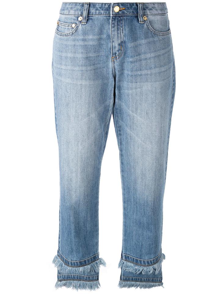 Michael Michael Kors - Raw Hem Cropped Jeans - Women - Cotton - 6, Blue, Cotton
