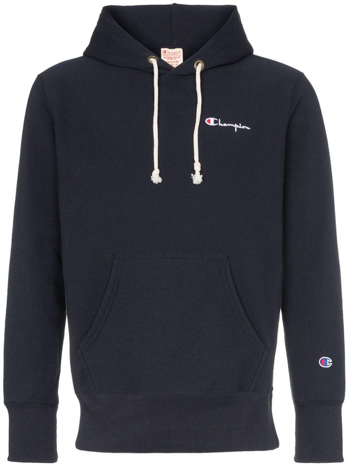 Champion Embroidered Logo Cotton Hoodie - Blue